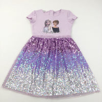 Anna & Elsa Frozen Sequins Pink Polyester Dress - Girls 6-8 Years