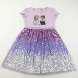 Anna & Elsa Frozen Sequins Pink Polyester Dress - Girls 6-8 Years