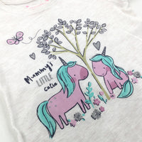 'Mummy's Little Cutie' Unicorns Cream T-Shirt - Girls 3-4 Years