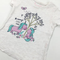 'Mummy's Little Cutie' Unicorns Cream T-Shirt - Girls 3-4 Years