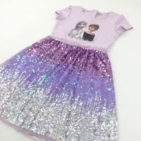 Anna & Elsa Frozen Sequins Pink Polyester Dress - Girls 6-8 Years