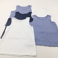 Set of 5 Vests - White, Navy & Blue - Boys 7-8 Years