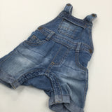 Mid Blue Denim Short Dungarees - Boys 3-6 Months