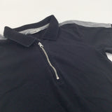 Zip Up Black & Grey Polo Shirt - Boys 7-8 Years