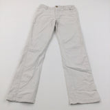 White Lightweight Cotton Twill Trousers with Adjustable Waistband - Boys 8 Years