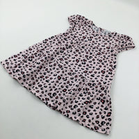 Animal Print Pink Shirt Sleeve Dress - Girls 8-9 Years