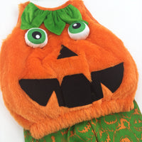 **NEW** Pumpkin Fluffy Orange & Green 2 Piece Costume with Matching Hat - Boys/Girls 6-9 Months - Halloween