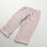 Pink & White Patterned Jersey Trousers with Lacey Hems - Girls 6-9 Months