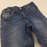 Mid Blue Denim Jeans with Adjustable Waistband - Boys 7-8 Years