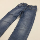 Mid Blue Denim Jeans with Adjustable Waistband - Boys 7-8 Years