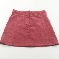 Pink/Red Corduroy Skirt with Adjustable Waistband - Girls 7-8 Years