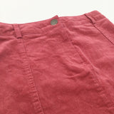 Pink/Red Corduroy Skirt with Adjustable Waistband - Girls 7-8 Years