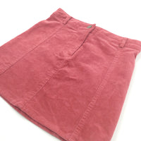 Pink/Red Corduroy Skirt with Adjustable Waistband - Girls 7-8 Years