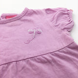 Dragonfly Embroidered Pink Tunic Top - Girls 6-9 Months
