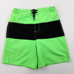 Neon Green & Black Swim Shorts - Boys 6 Years