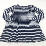 Navy & White Striped Jersey Dress - Girls 8 Years