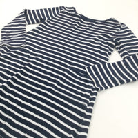 Navy & White Striped Jersey Dress - Girls 8 Years