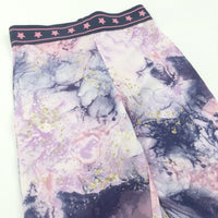 Marbled Effect Pink & Purple Sports Style Leggings - Girls 7-8 Years