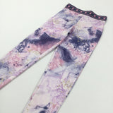 Marbled Effect Pink & Purple Sports Style Leggings - Girls 7-8 Years