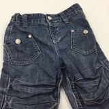 Mid Blue Lightweight Denim Long Shorts with Adjustable Waistband - Boys 18-24 Months