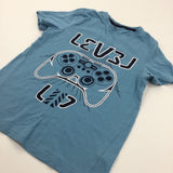 'Level Up' Game Controller Blue T-Shirt - Boys 9-10 Years