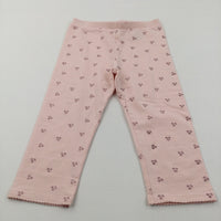 Glittery Cherries Pale Peach Cropped Leggings - Girls 7-8 Years