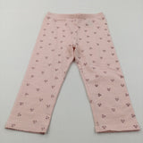 Glittery Cherries Pale Peach Cropped Leggings - Girls 7-8 Years