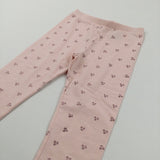 Glittery Cherries Pale Peach Cropped Leggings - Girls 7-8 Years