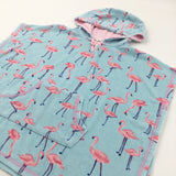 Flamingos Blue & Pink Hooded Towel - Girls 7-9 Years