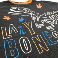 'Lazy Bones' Dinosaur Skeleton Grey & Orange T-Shirt - Boys 2-3 Years