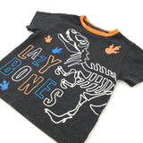 'Lazy Bones' Dinosaur Skeleton Grey & Orange T-Shirt - Boys 2-3 Years