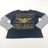 'Coat Of Arms' Navy & Grey Long Sleeve Top - Boys 8-9 Years