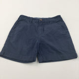 Navy Cotton Twill Shorts with Adjustable Waistband - Boys 8-9 Years