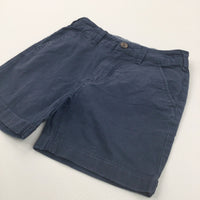 Navy Cotton Twill Shorts with Adjustable Waistband - Boys 8-9 Years