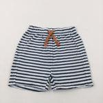 Charcoal Grey & White Striped Lightweight Shorts - Boys 2-3 Years