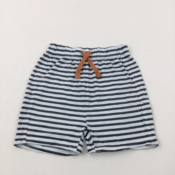 Charcoal Grey & White Striped Lightweight Shorts - Boys 2-3 Years