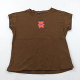 Teddy Brown T-Shirt - Girls 9-10 Years