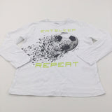 'Eat, Sleep, Football, Repeat' White Long Sleeve Top - Boys 8-9 Years