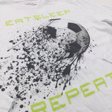 'Eat, Sleep, Football, Repeat' White Long Sleeve Top - Boys 8-9 Years