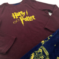 'Harry Potter' Embroidered Burgundy & Blue Fleece Pyjamas - Boys/Girls 8-9 Years