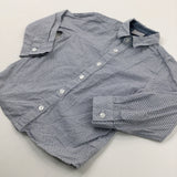 Patterned Blue & White Long Sleeve Shirt - Boys 2-3 Years