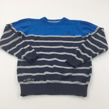 'Kangol' Blue, Navy & Grey Striped Knitted Jumper - Boys 8-9 Years