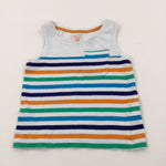 Colourful Striped White Vest Top - Boys 2-3 Years