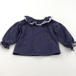 Sparkly Navy Half Sleeve Sweatshirt with Frilly Neckline - Girls 2-3 Years