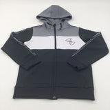 'Supply & Demand' Black, Grey & White Sports Style Zip Up Hoodie Sweatshirt - Boys 8-9 Years