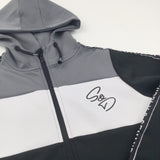 'Supply & Demand' Black, Grey & White Sports Style Zip Up Hoodie Sweatshirt - Boys 8-9 Years