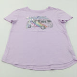 Sequins Camper Van Lilac T-Shirt - Girls 8-9 Years