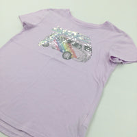 Sequins Camper Van Lilac T-Shirt - Girls 8-9 Years