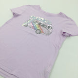 Sequins Camper Van Lilac T-Shirt - Girls 8-9 Years