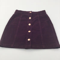 Burgundy Corduroy Skirt with Adjustable Waistband - Girls 8-9 Years